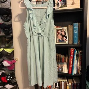 SHEIN Green Ruffled Tie Front Mini Sundress